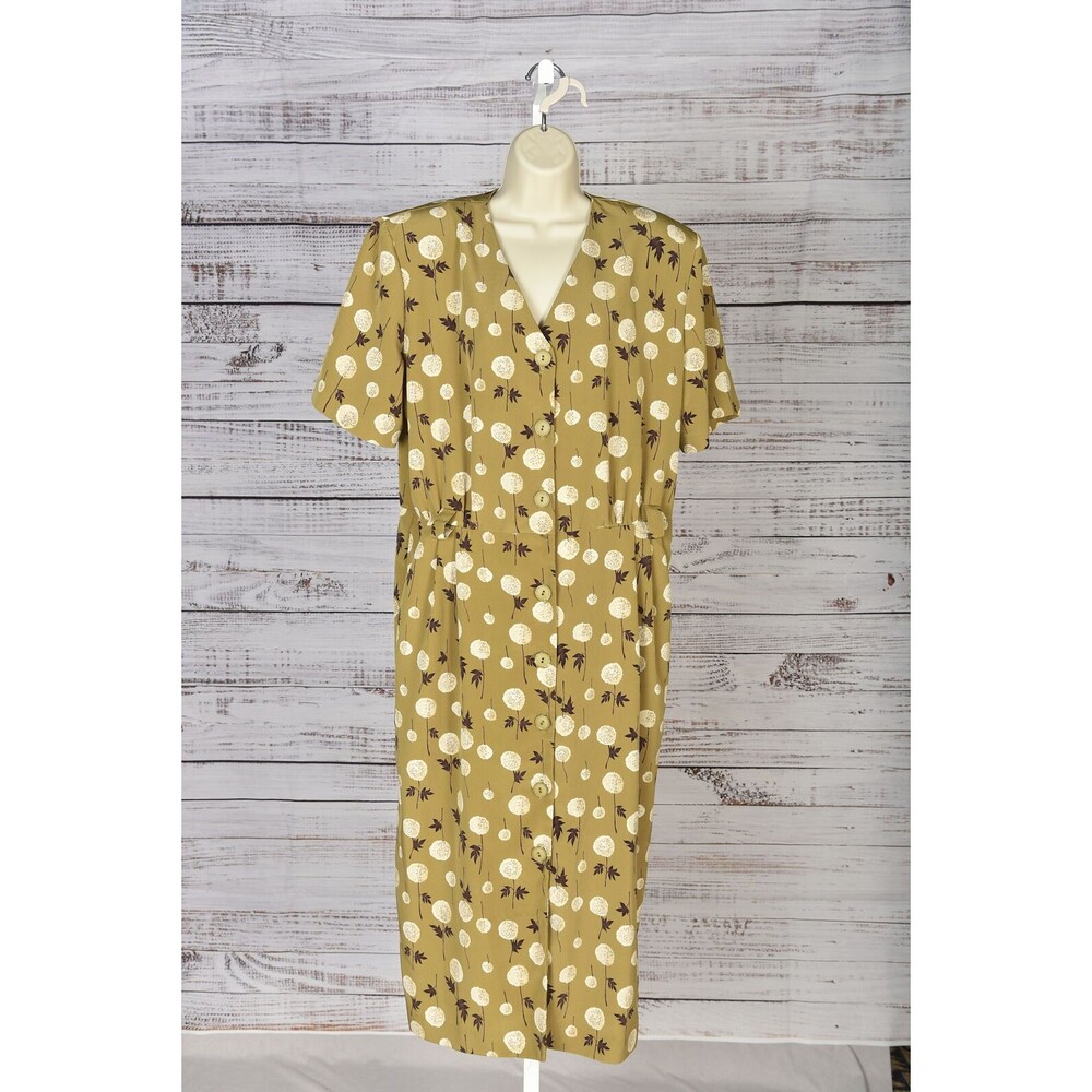 Eiffel New York, V-Neck Button Down Midi Floral Dress, Size 16